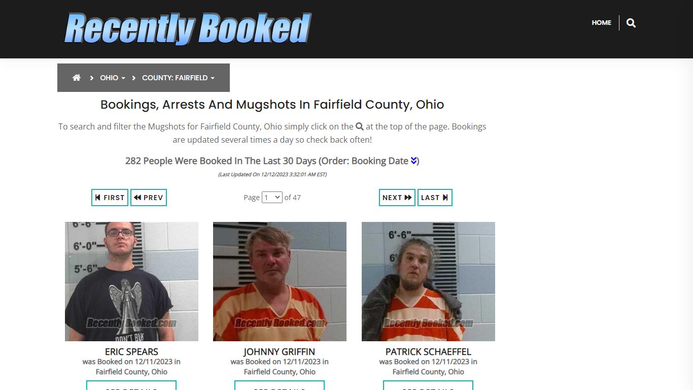 Recent bookings, Arrests, Mugshots in Fairfield County, Ohio